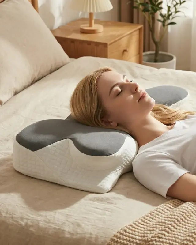 Person schläft ruhig auf dem Polarkissen in modernem Schlafzimmer